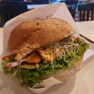 Tofu burger at Krowarzywa in Krakow