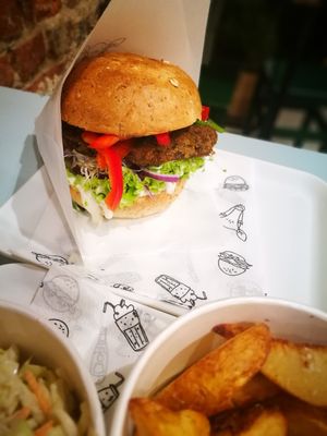 Seitan burger at Krowarzywa in Krakow