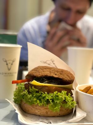 Chickpea burger at Krowarzywa in Krakow