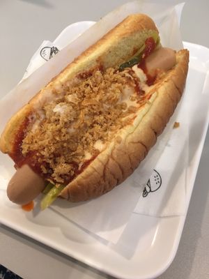 A “classic” hot-dog. Tastes like a real thing! at Krowarzywa in Krakow