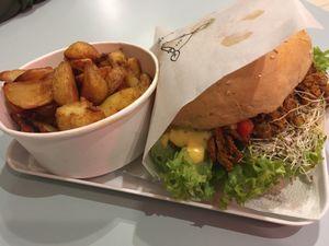 Vegan pastrami (seitan) burger. Gorgeous. at Krowarzywa in Krakow