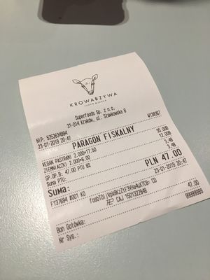 Cena dos personas unos 47 zloti (sin bebida) sobre unos 11€. at Krowarzywa in Krakow