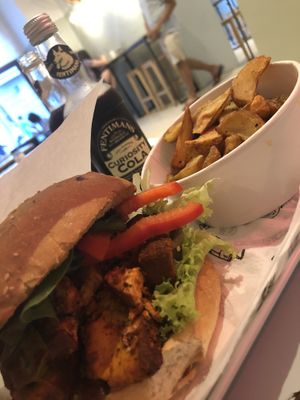 Vegan tofuburger at Krowarzywa in Krakow
