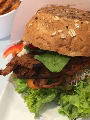 Seitan burger at Krowarzywa in Krakow