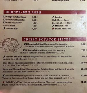 Menü  at Red Barn Saloon in Darmstadt