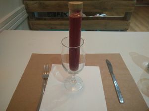 beetroot pressed juice at Gustu Bilbao in Bilbao