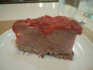 strawberry cheesecake at Gustu Bilbao in Bilbao