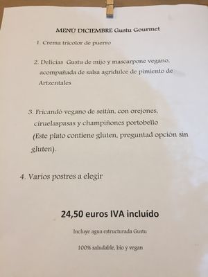 Current special menu at Gustu Bilbao in Bilbao