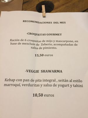 Current special menu at Gustu Bilbao in Bilbao