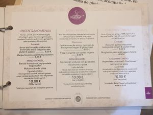 Menu at Gustu Bilbao in Bilbao