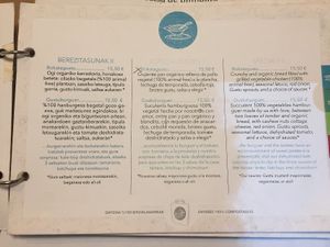 Menu at Gustu Bilbao in Bilbao