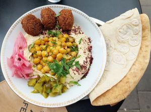 Hummus bowl. at Falafelbaren - Hornsgatan in Stockholm