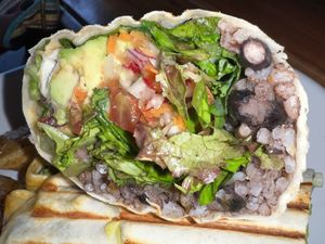 Vegan burrito at Cafe Mono Congo in Dominical