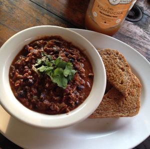 Vegan Chili got me missing this place. at Cafe Mono Congo in Dominical