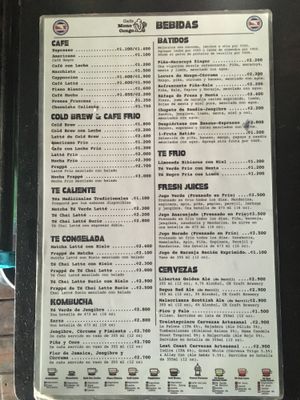 Drinks - bebidas at Cafe Mono Congo in Dominical