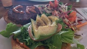 Veggie Burger 😍 at Cafe Mono Congo in Dominical