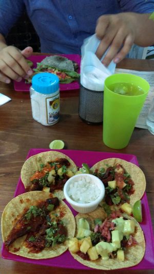 Tacos al pastor de portobello.  at Taller Veganico in Monterrey