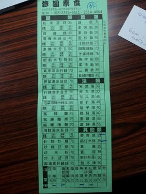 the menu (if you have a chinese friend) at Xiū Yuán SùShí 修圓素食 Sho Yuan Su Shih in Taipei