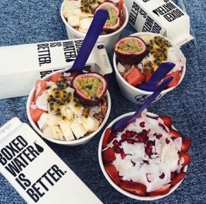 Acai bowls and boxed water at Kiss the Berry - Brisbane City in Brisbane