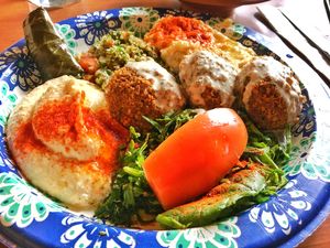 Baba Ghanouge and Falafel Combo at Paprika Cafe in Monterey