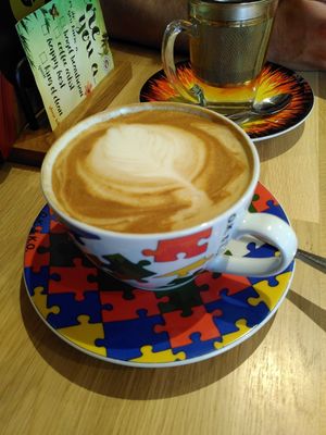 Cappuccino met sojamelk at Bagels & Beans in Arnhem