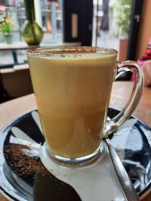 Coconut latte at Bagels & Beans in Deventer