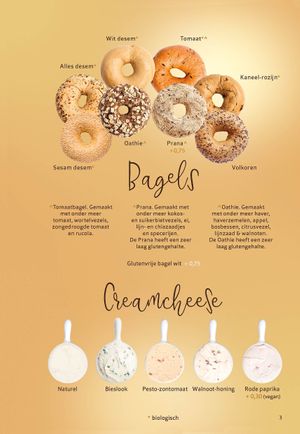 Bagel options! Prana bagel is not vegan contain egg at Bagels & Beans in Deventer