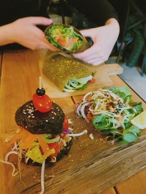 zest burger (recommend) and zest wrap (not recommend) at Zest for Life in Amsterdam
