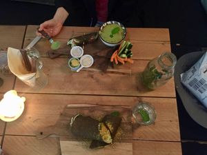 Vegan Platter on top, Zest Wrap on bottom.   at Zest for Life in Amsterdam
