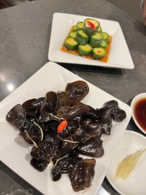 Mushrooms and spicy cucumbers   at Din Tai Fung in Costa Mesa