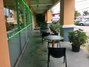Outdoor seating area  at Loving Vegan Market & Cuisine in Winter Park