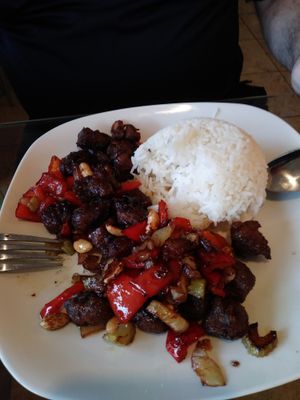 Delicious kungPao. My husband asked for green peppers to be ommited and tbey easily accommodate his request.  at Loving Vegan Market & Cuisine in Winter Park