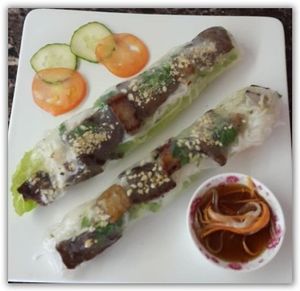 ***TOP 5
BBQ Rolls (2 rolls) 

Lettuce, rice noodles, soy protein, peanuts, sesame,  lemongrass, rice paper. at Loving Vegan Market & Cuisine in Winter Park