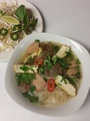 ***TOP 10 
Pho  

Rice noodles soup with soy protein, tofu, mushroom, onions, bean sprouts and Thai basil. at Loving Vegan Market & Cuisine in Winter Park