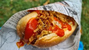 Hot dog at Velo Vege Food Bike in Toulouse