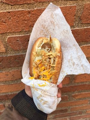 Happy costumer at Velo Vege Food Bike in Toulouse