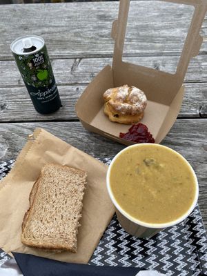 Vegan soup and scone at Knoydart Pottery and Tearoom in Knoydart