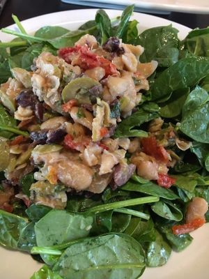 Tuscan bean spinach salad with Lemon vinegarette at Blue Highway Pizza in Ocala