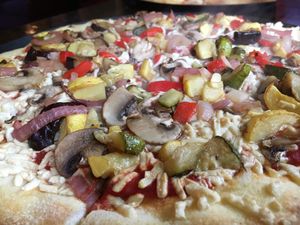 Vegan pizza with Vegan Cheese!!! at Blue Highway Pizza in Ocala