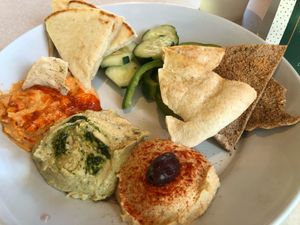 Hummus Sampler (dining in) at Zoës Kitchen in Bluffton