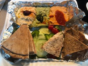 Hummus Sampler (carry out) at Zoës Kitchen in Bluffton