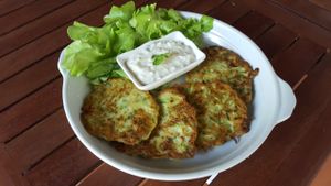 Zucchini pancakes at Dalai Cafe in Siem Reap