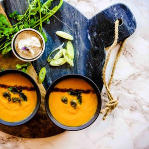 Sweet potato soup with coconut and ginger at Bijzonder in Maastricht