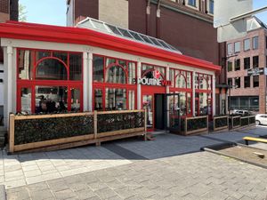 Front of the building   at Poutineville in Quebec