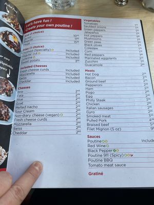 Create your own poutine menu   at Poutineville in Quebec