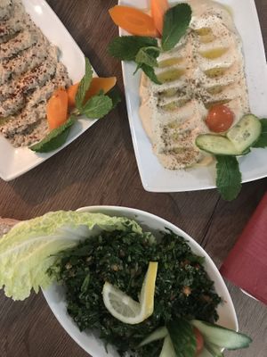 Tabouleh, Hummus, Baba Ganoush at Hayatt in Moenchengladbach