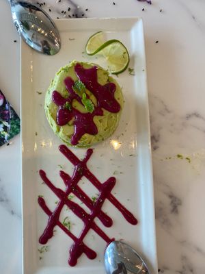 Key lime pie with raspberry sauce. Yum! at Pure Food and Juice in Tulsa