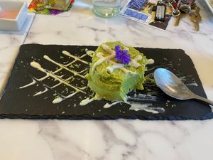 Key lime pie. Scrumptious with a coconut cream.  at Pure Food and Juice in Tulsa