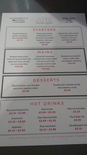 ask for the vegan menu at Jute Cafe Bar  in Dundee
