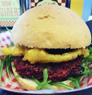 Sweet Beet Burger at Bia Kitchen Vegan Diner - Food Stall in Norwich